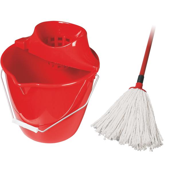 Souprava úklidová  - mop bavlněný 160g, červená Spojené kartáčovny